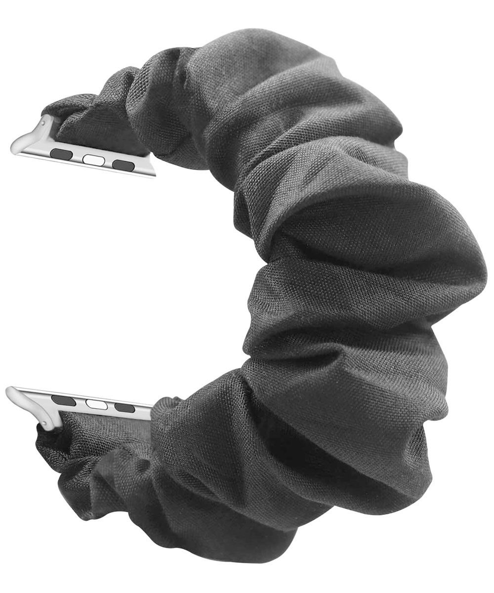 Apple Watch Bandje - 1-10/SE/Ultra - 42/41/40/38MM - Elastisch Scrunch - Zwart afbeelding 4