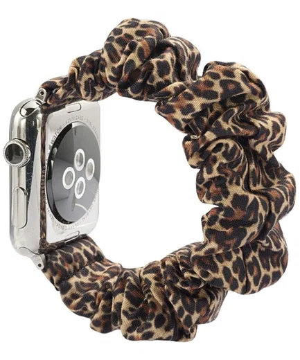 Apple Watch 41MM / 40MM / 38MM Bandje Elastische Scrunchie Panter Print afbeelding 2