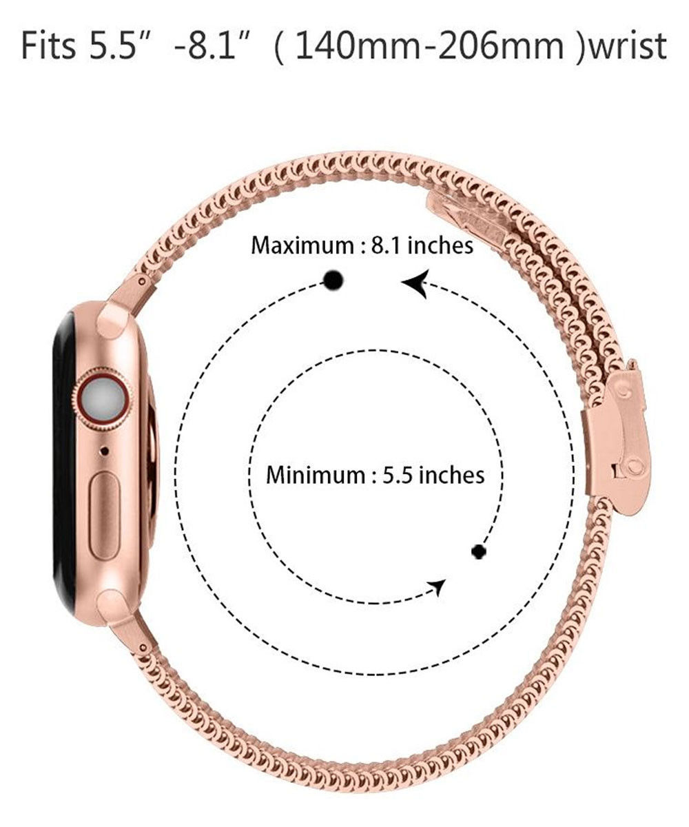 Apple Watch Milanese Band met Sluiting  - 1-10/SE - 42/41/40/38MM - Rose Goud afbeelding 5