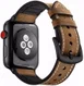 Apple Watch 45MM / 44MM / 42MM Bandje Cowhide Echt Leer en Siliconen Bruin afbeelding 2