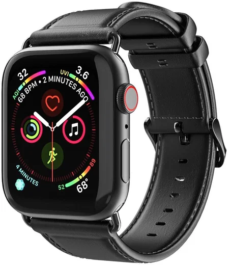 Dux Ducis Apple Watch Bandje - 1-10/SE/Ultra - 49/46/45/44/42MM - Leer - Zwart afbeelding 1