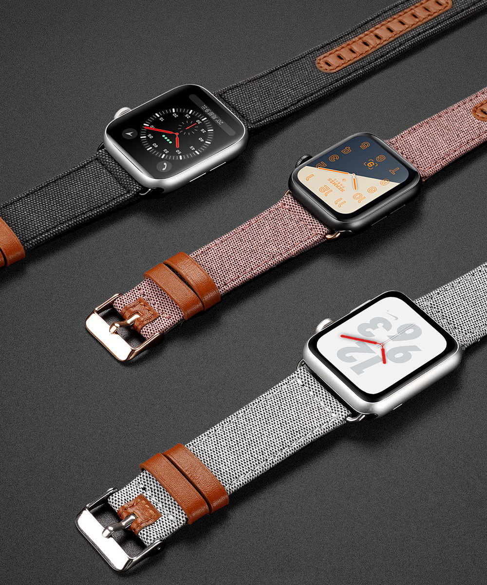 Dux Ducis Apple Watch 1-9/SE/Ultra 49/45/44/42MM Bandje Stof Roze afbeelding 9