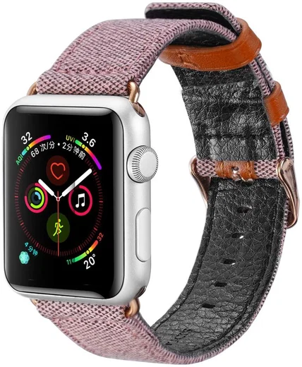 Dux Ducis Apple Watch 1-9/SE/Ultra 49/45/44/42MM Bandje Stof Roze afbeelding 1