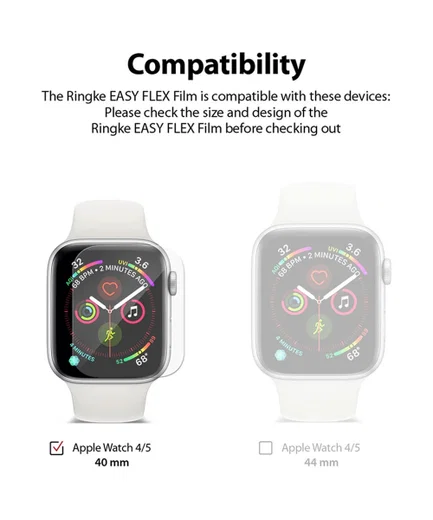 Ringke Easy Flex Apple Watch 40MM Screenprotector Folie Clear (3-Pack) afbeelding 12