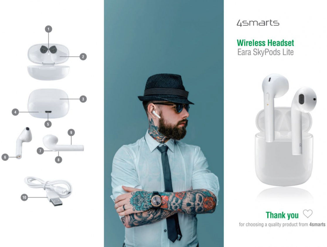 4smarts Aera SkyPods Lite TWS In-Ear Bluetooth Draadloze Oordopjes Wit afbeelding 11