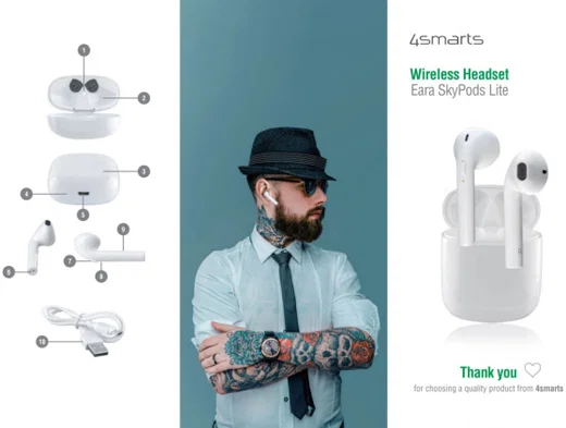 4smarts Aera SkyPods Lite TWS In-Ear Bluetooth Draadloze Oordopjes Wit afbeelding 11