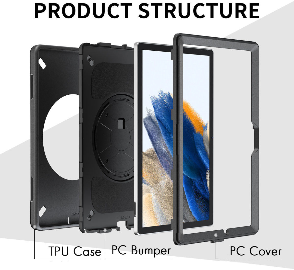 4smarts Rugged GRIP Samsung Galaxy Tab Active Pro Hoes Zwart afbeelding 8