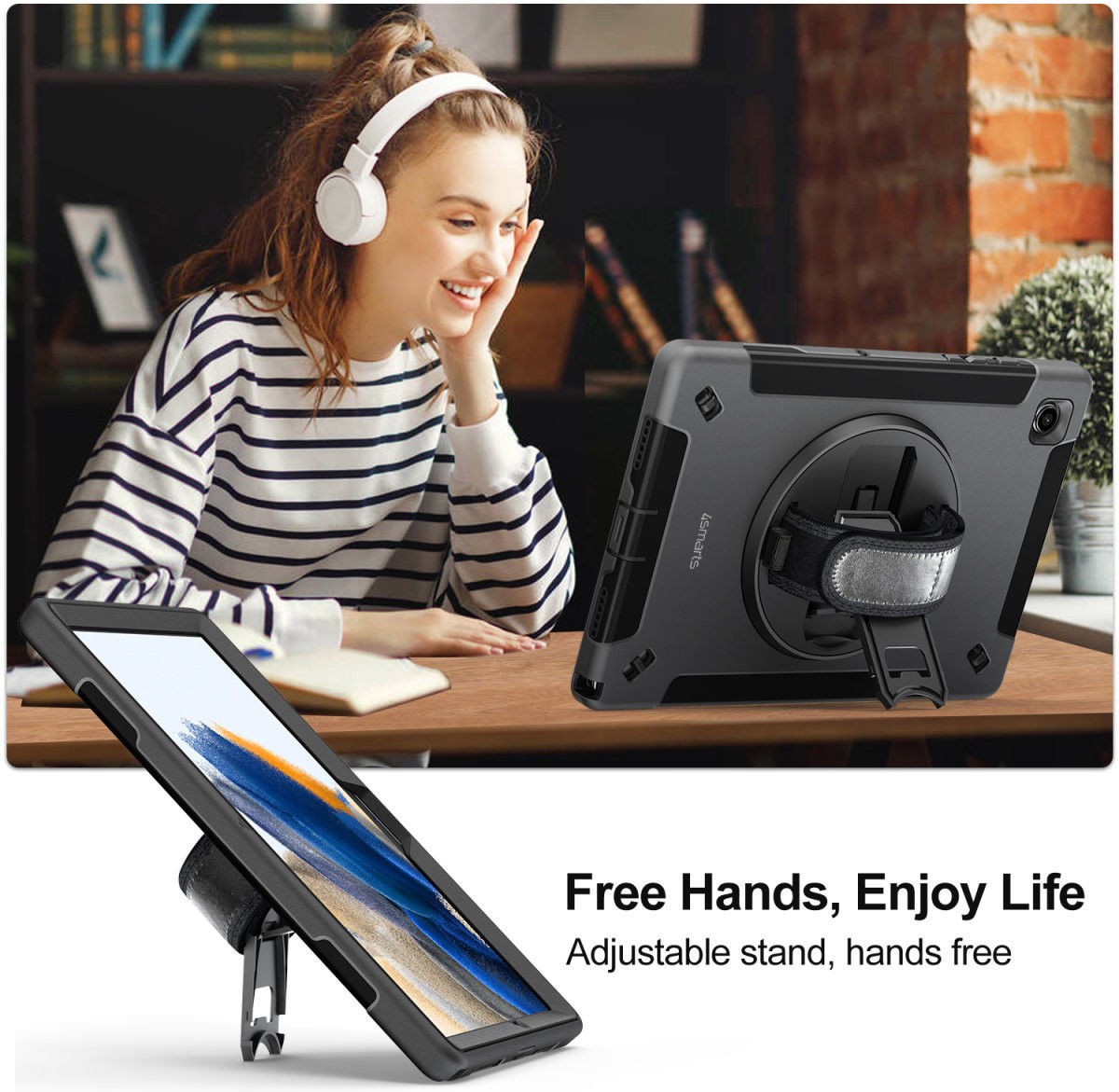 4smarts Rugged GRIP Samsung Galaxy Tab Active Pro Hoes Zwart afbeelding 5