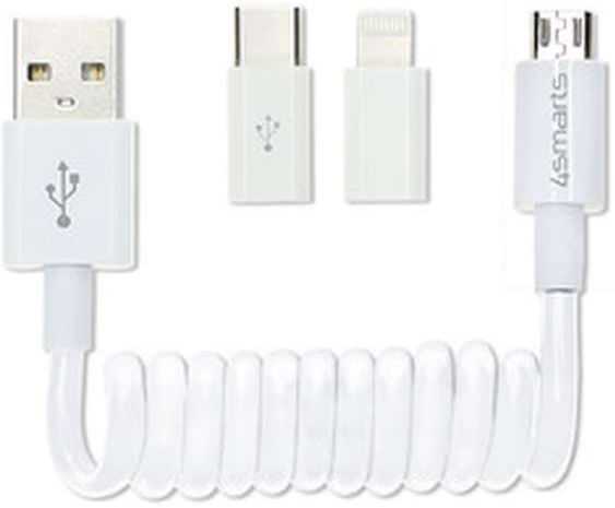 4smarts 3-in-1 Krul Kabel 80 CM Wit afbeelding 1