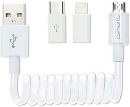 4smarts 3-in-1 Krul Kabel 80 CM Wit afbeelding 1