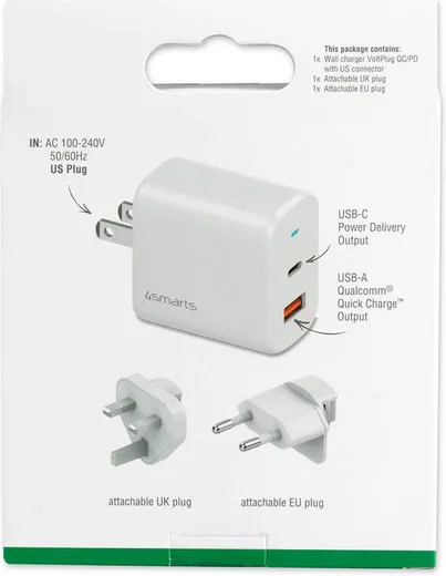 4smarts 18W Reislader Set met USB en USB-C Poort Wit afbeelding 2