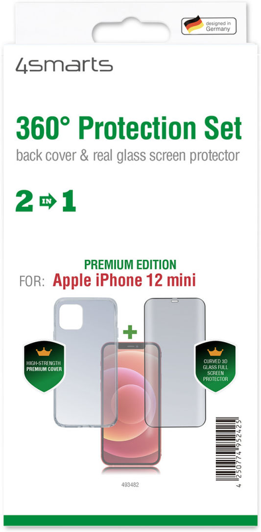 4smarts 360° Premium Protection Set Apple iPhone 12 Mini Zwart afbeelding 3