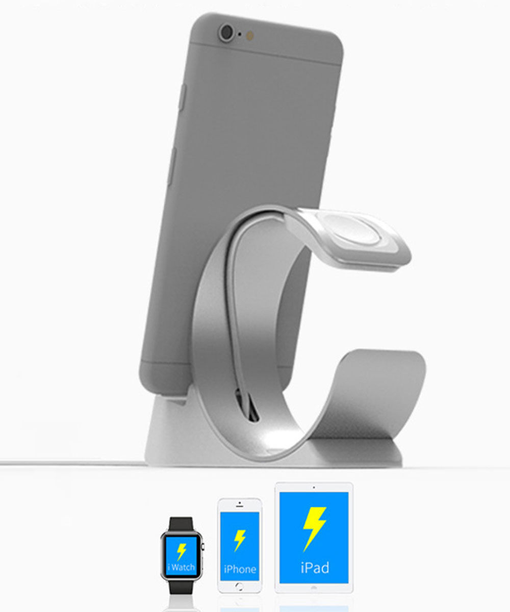 Universele Aluminium iPhone / iPad en Apple Watch Bureau Houder Grijs afbeelding 7