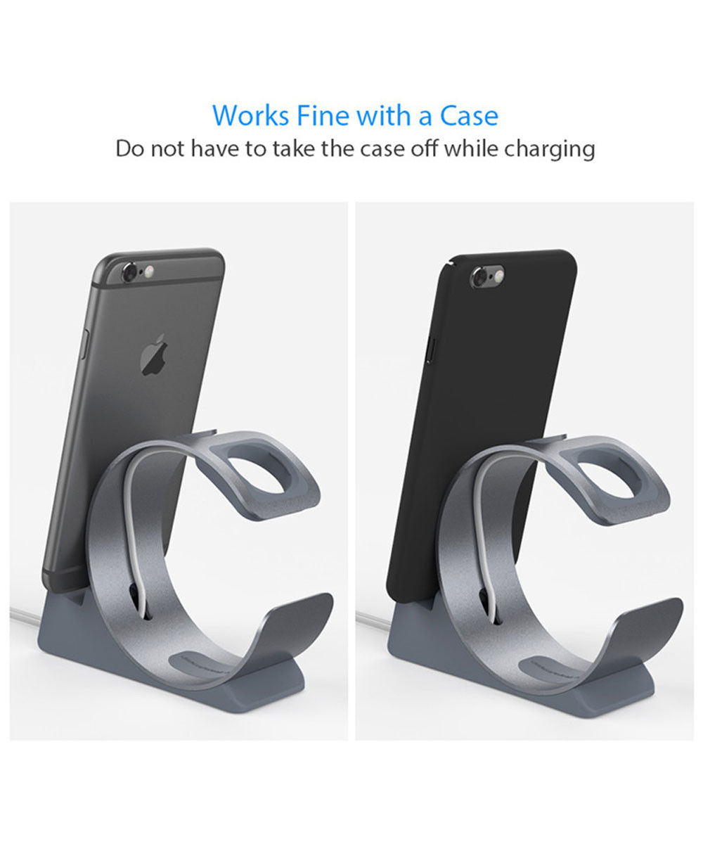 Universele Aluminium iPhone / iPad en Apple Watch Bureau Houder Zilver afbeelding 7