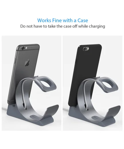Universele Aluminium iPhone / iPad en Apple Watch Bureau Houder Zilver afbeelding 7
