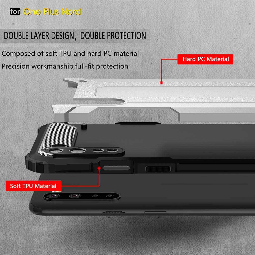 OnePlus Nord Hoesje Shock Proof Hybride Backcover Zwart afbeelding 4