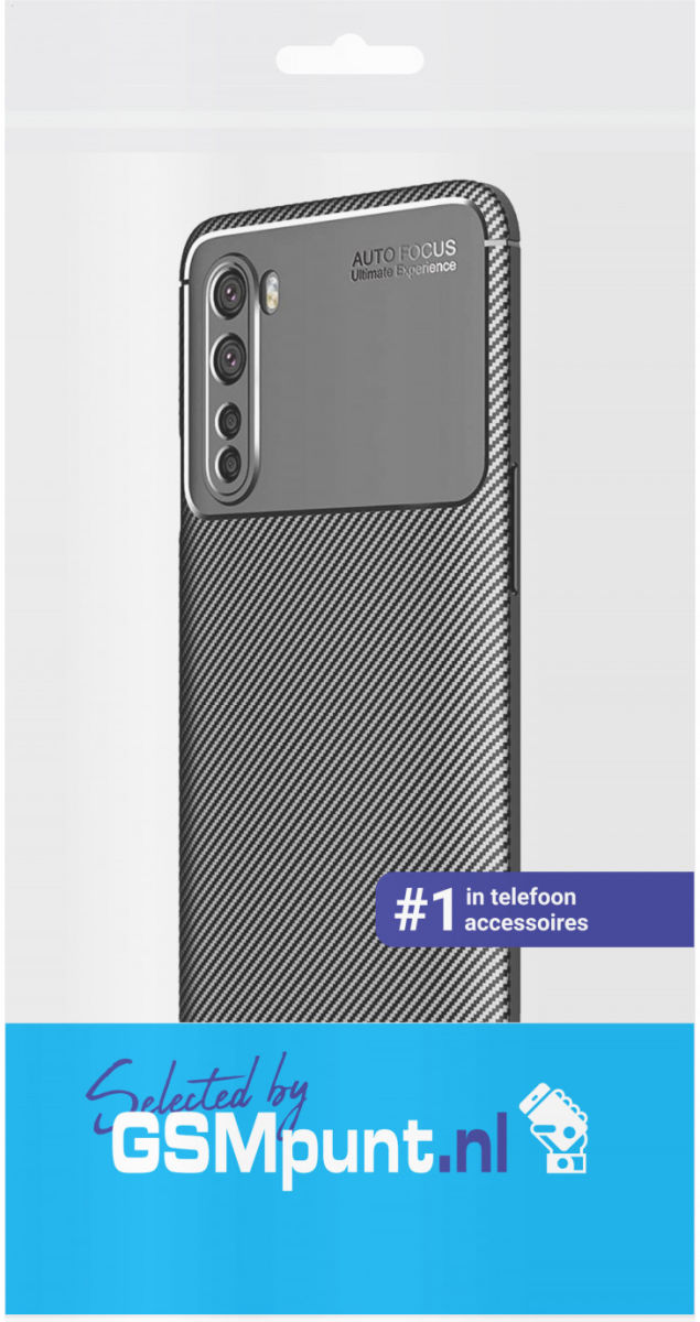 OnePlus Nord Siliconen Carbon Hoesje Zwart afbeelding 2