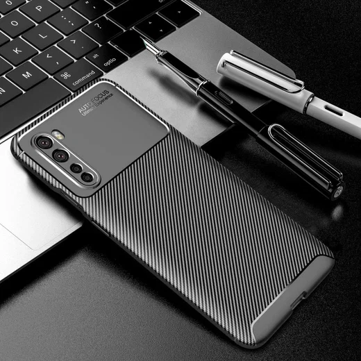 OnePlus Nord Siliconen Carbon Hoesje Zwart afbeelding 4
