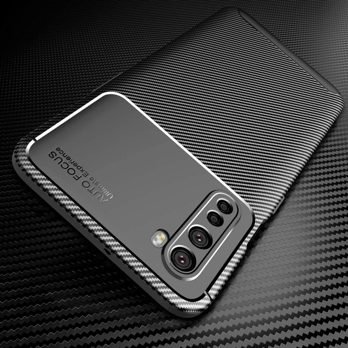 OnePlus Nord Siliconen Carbon Hoesje Zwart afbeelding 5