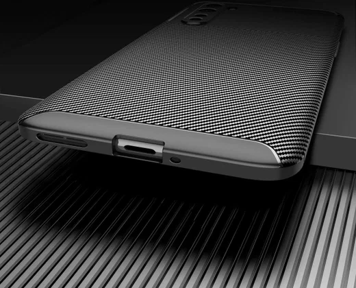 OnePlus Nord Siliconen Carbon Hoesje Zwart afbeelding 6