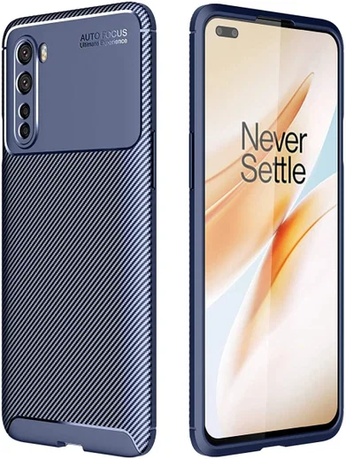 OnePlus Nord Siliconen Carbon Hoesje Blauw afbeelding 1