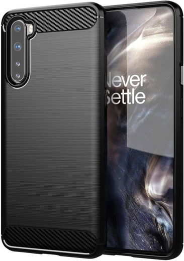 OnePlus Nord Hoesje Geborsteld TPU Flexibel Zwart afbeelding 1
