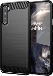 OnePlus Nord Hoesje Geborsteld TPU Flexibel Zwart afbeelding