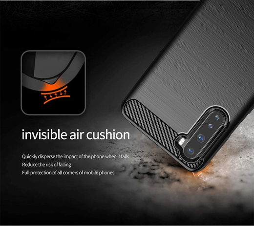 OnePlus Nord Hoesje Geborsteld TPU Flexibel Zwart afbeelding 2