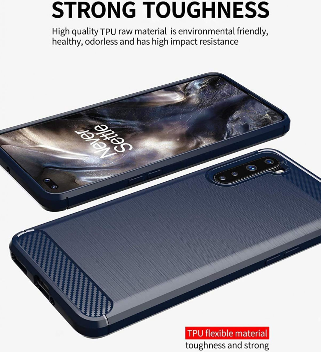 OnePlus Nord Hoesje Geborsteld TPU Flexibel Blauw afbeelding 2