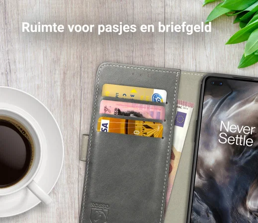 Rosso Element OnePlus Nord Hoesje Book Cover Wallet Case Grijs afbeelding 8