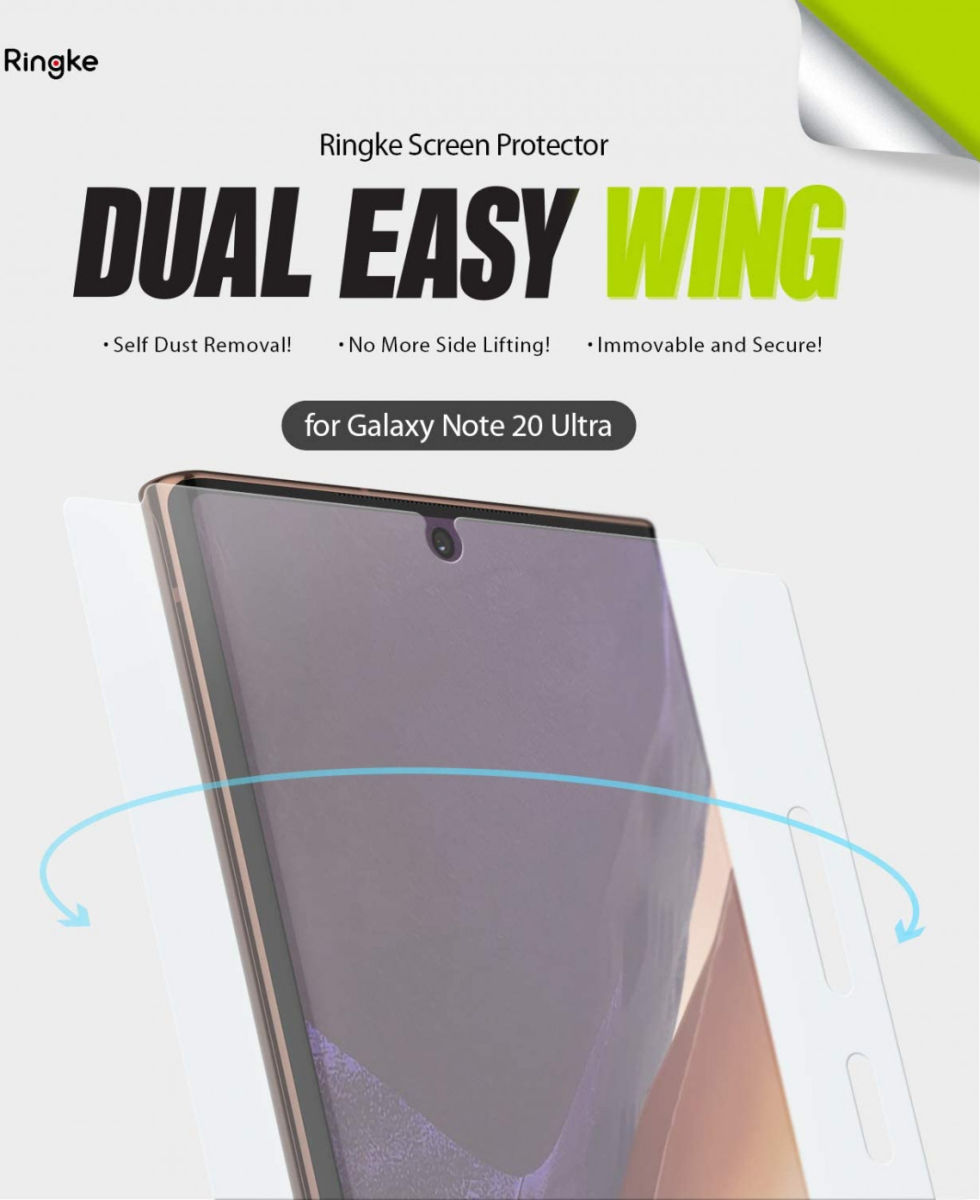 Ringke Dual Easy Wing Samsung Note 20 Ultra Screenprotector (Duo Pack) afbeelding 2