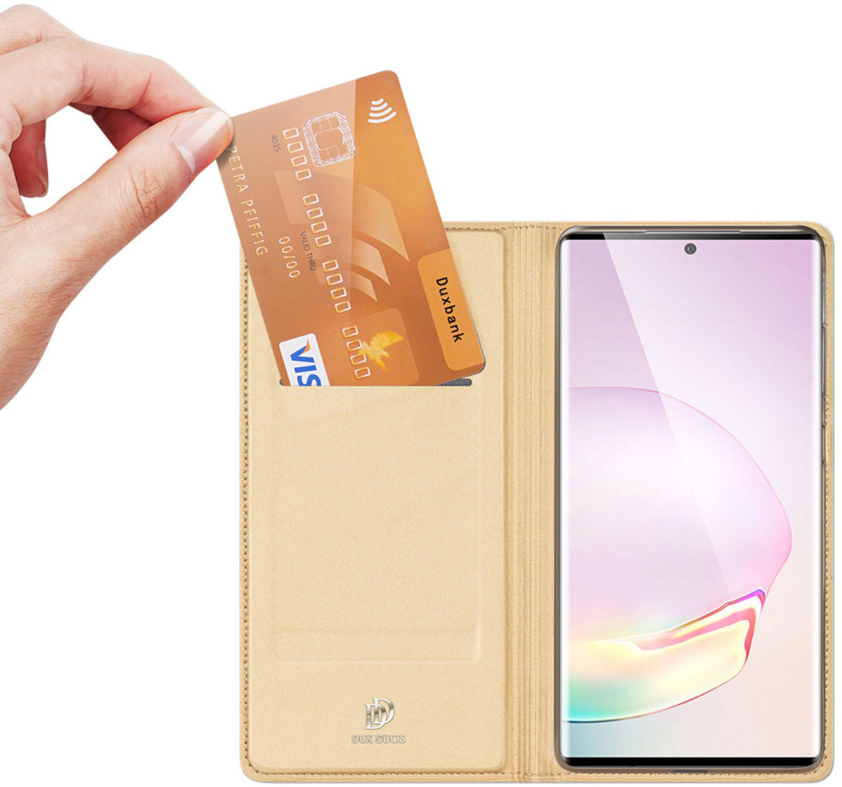 Dux Ducis Skin Pro Series Samsung Galaxy Note 20 Portemonnee Goud afbeelding 2