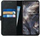 Rosso Deluxe OnePlus Nord Hoesje Echt Leer Book Case Zwart