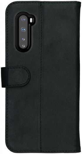 Rosso Deluxe OnePlus Nord Hoesje Echt Leer Book Case Zwart afbeelding 2