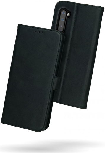 Rosso Deluxe OnePlus Nord Hoesje Echt Leer Book Case Zwart afbeelding 5