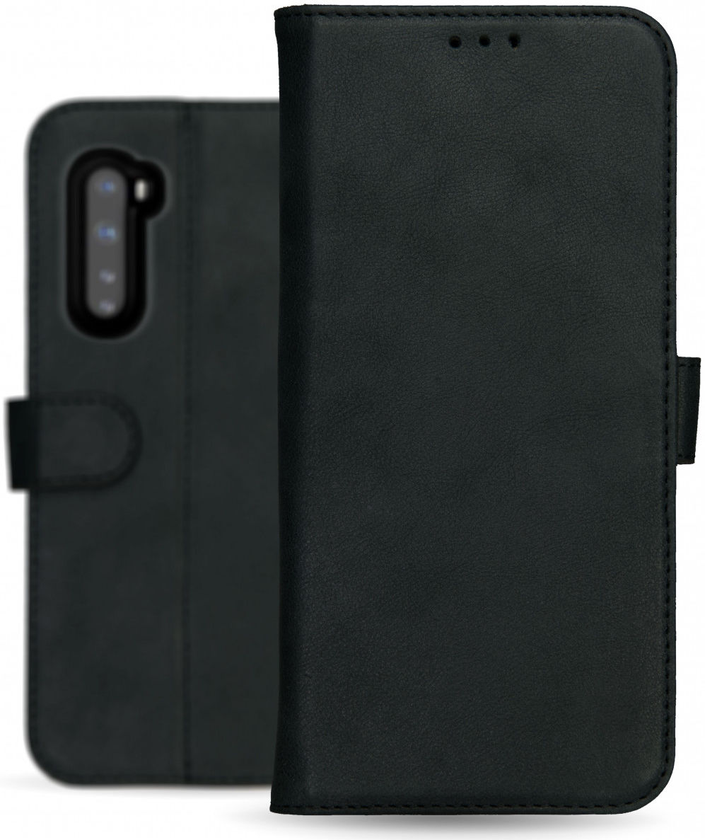 Rosso Deluxe OnePlus Nord Hoesje Echt Leer Book Case Zwart afbeelding 12