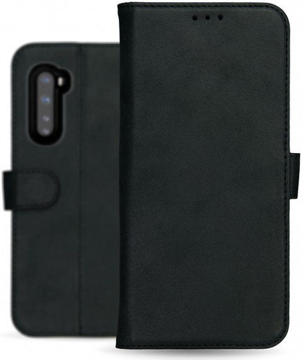 Rosso Deluxe OnePlus Nord Hoesje Echt Leer Book Case Zwart afbeelding 12