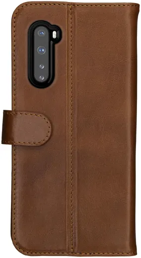 Rosso Deluxe OnePlus Nord Hoesje Echt Leer Book Case Bruin afbeelding 2