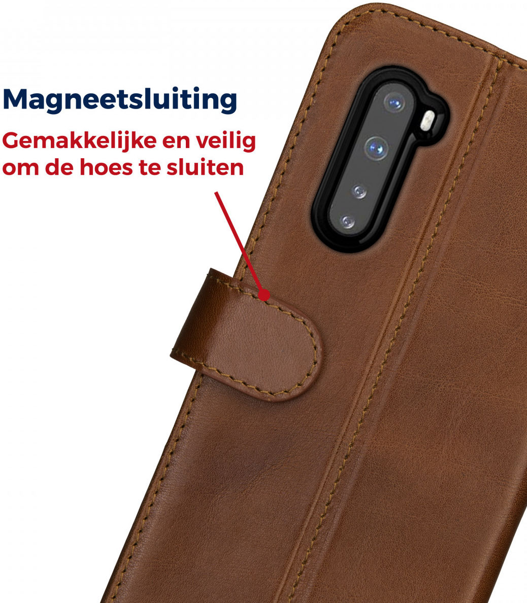 Rosso Deluxe OnePlus Nord Hoesje Echt Leer Book Case Bruin afbeelding 9