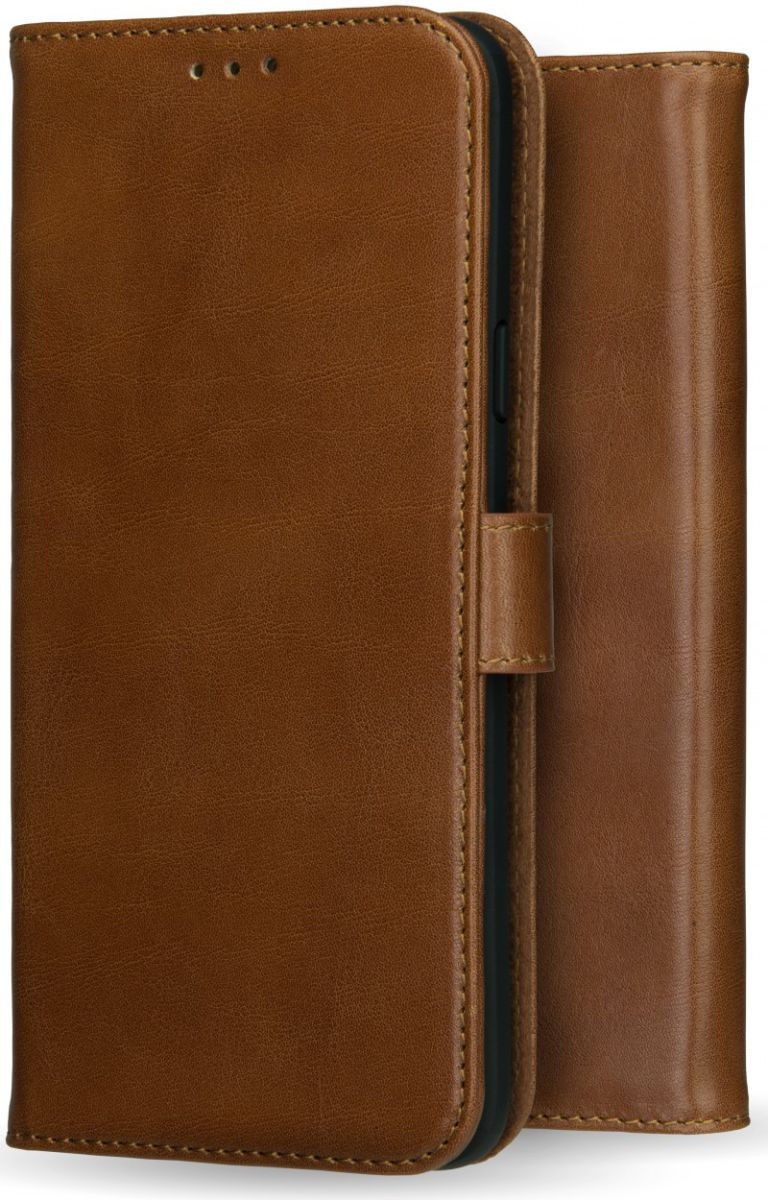 Rosso Deluxe Apple iPhone 12 Mini Hoesje Echt Leer Book Case Bruin afbeelding 9