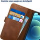 Rosso Deluxe Apple iPhone 12 Mini Hoesje Echt Leer Book Case Bruin afbeelding 8