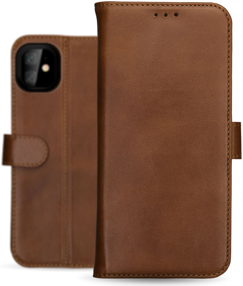 Rosso Deluxe Apple iPhone 12 Mini Hoesje Echt Leer Book Case Bruin afbeelding 11