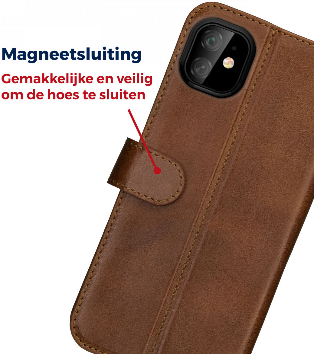 Rosso Deluxe Apple iPhone 12 Mini Hoesje Echt Leer Book Case Bruin afbeelding 12