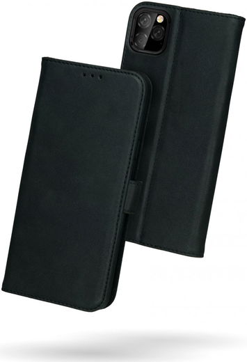 Rosso Deluxe Apple iPhone 12 / 12 Pro Hoesje Echt Leer Book Case Zwart afbeelding 2