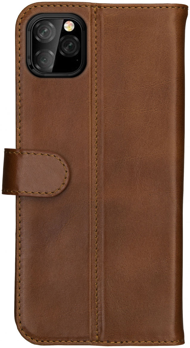 Rosso Deluxe Apple iPhone 12 / 12 Pro Hoesje Echt Leer Book Case Bruin afbeelding 10