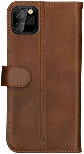 Rosso Deluxe Apple iPhone 12 / 12 Pro Hoesje Echt Leer Book Case Bruin afbeelding 10