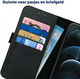 Rosso Deluxe Apple iPhone 12 Pro Max Hoesje Echt Leer Book Case Zwart afbeelding 8
