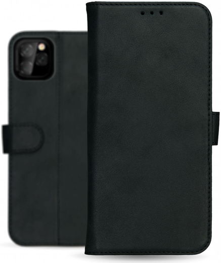 Rosso Deluxe Apple iPhone 12 Pro Max Hoesje Echt Leer Book Case Zwart afbeelding 11