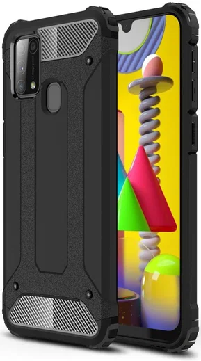 Samsung Galaxy M31 Hoesje Shock Proof Hybride Back Cover Zwart afbeelding 1
