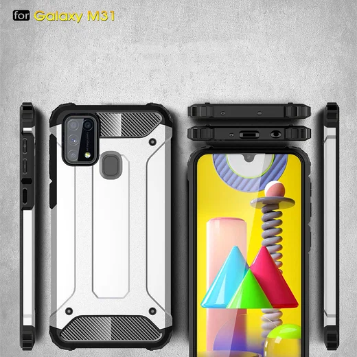 Samsung Galaxy M31 Hoesje Shock Proof Hybride Back Cover Zwart afbeelding 6